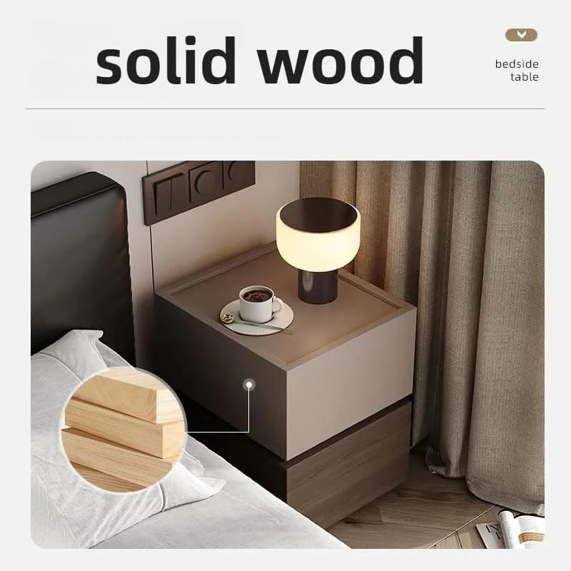Wood Bedside Table Storage Modern Household Drawer Storage Light Luxury Bedroom Solid Wood Bedside Cabinet Locker Furniture