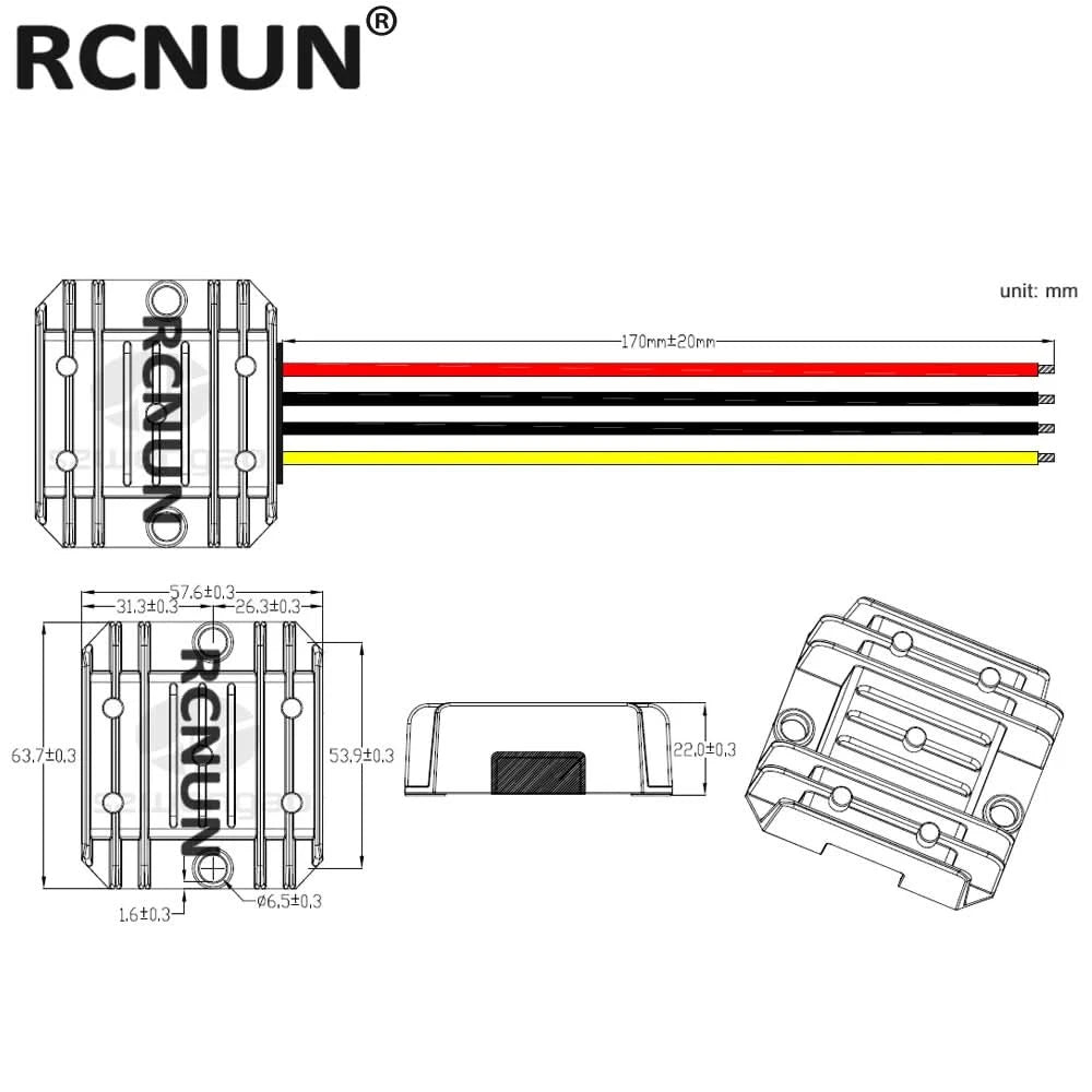 RCNUN 12V 24V auf 5V 6V 10A Abwärtswandler DC/DC-Regler 12 Volt auf 5 Volt 50W Buck Netzteil für Autos, Spielzeug