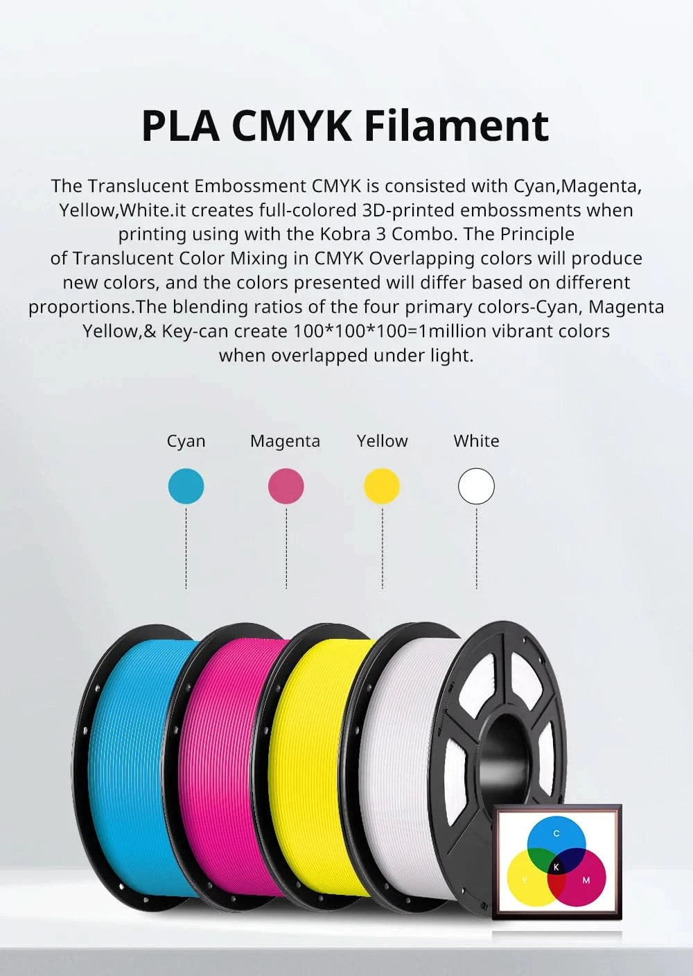 Anycubic PLA Filament 1.75mm 1kg/Rolle für FDM 3D-Drucker Druck Kunststoff Verbrauchsmaterial für Kobra 2 Neo Pro Max Plus