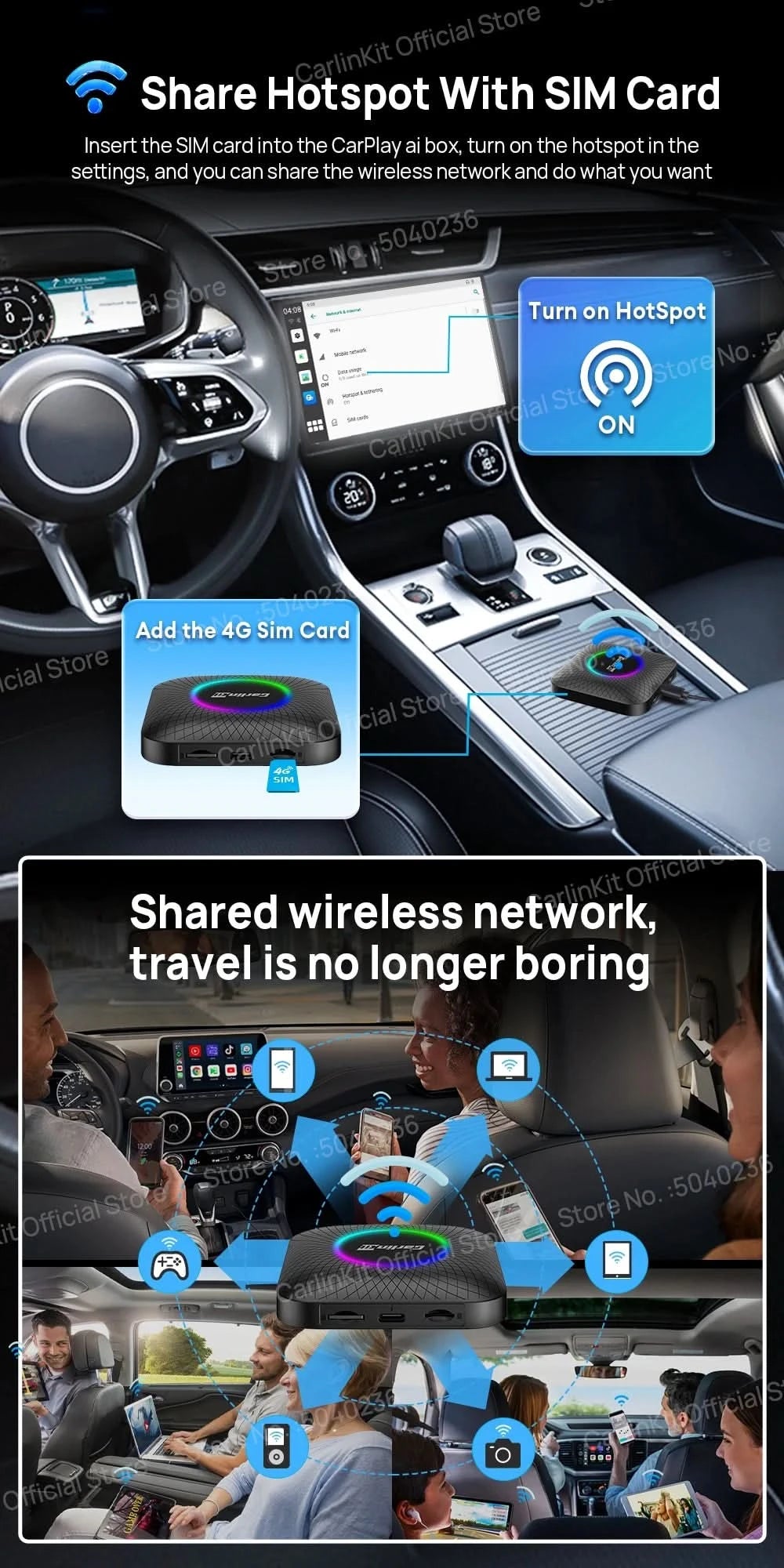 2026 CarlinKit CarPlay AI Box Android 13.0 SM6225 8-Core Android Auto Wireless CarPlay Adapter 2.4+5GGPS 64G 128G FOTA-Upgrade