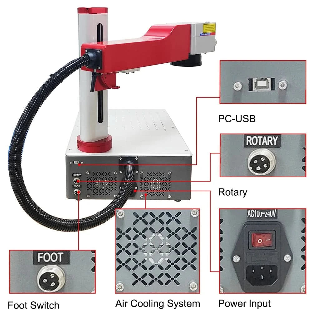 Hunst Kleine Lasermarkiermaschine MAX 30W Tragbare faltbare Mini-Fasergravurmaschine für DIY-Gravurgeschenke Metallgravur