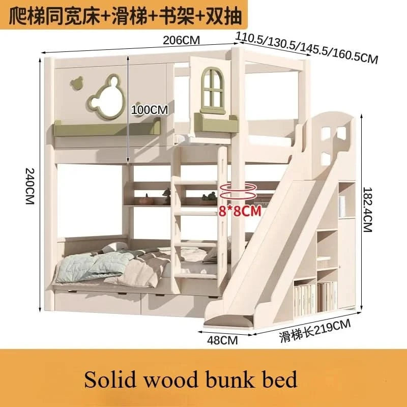 Solid wood upper and lower high and low bunk beds Double bed 2 people bunk beds for kids bed with mattress bedroom furniture