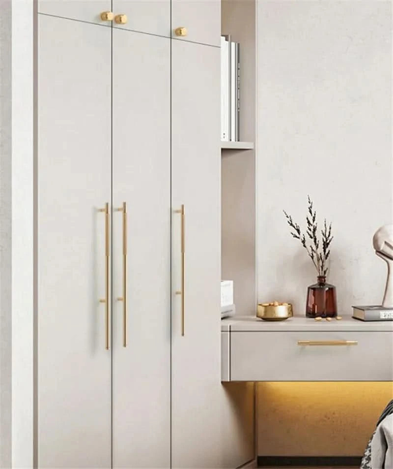 KK&FING Aluminium Knurled Handle Furniture Gold Cabinet Knobs Long Handles Kitchen Cupboard Drawer Knobs Dold Knobs And Pulls