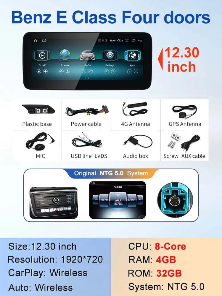STWE Neues Auto Multimedia Drahtloses Android AUTO CarPlay 10,25 Zoll 12,3 Zoll Bildschirm für Mercedes Benz E-Klasse W212 Auto-Videoplayer