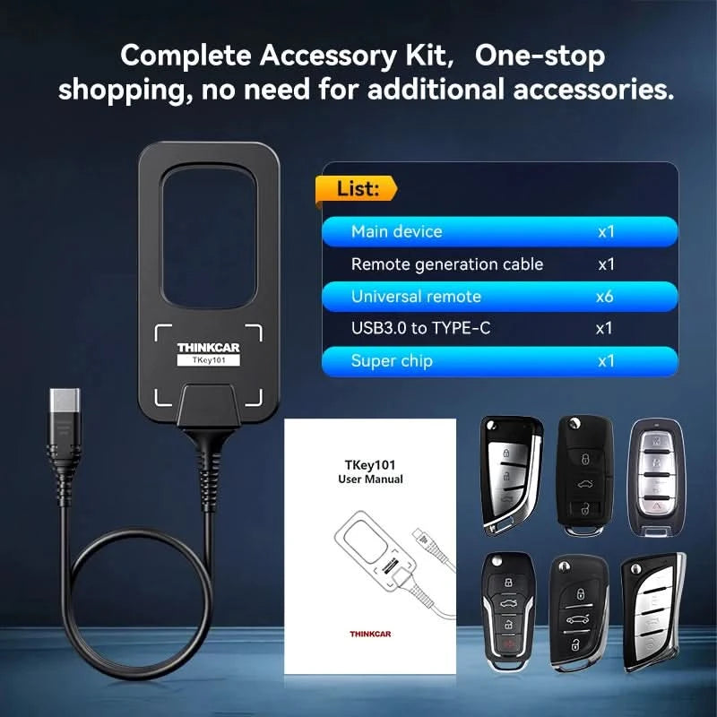 THINKCAR TKEY 101 Universal Car Key Programmer Equipment with 6 Unit Remote Keys Supports Anti-Theft Systems For THINKCAR 689BT