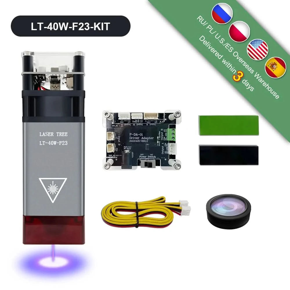 LASER TREE Lasermodul 4W 5W 10W optische Leistung mit Air Assist Laserkopf 450nm TTL Blaulicht Graveur Schneiden Holz DIY Werkzeuge