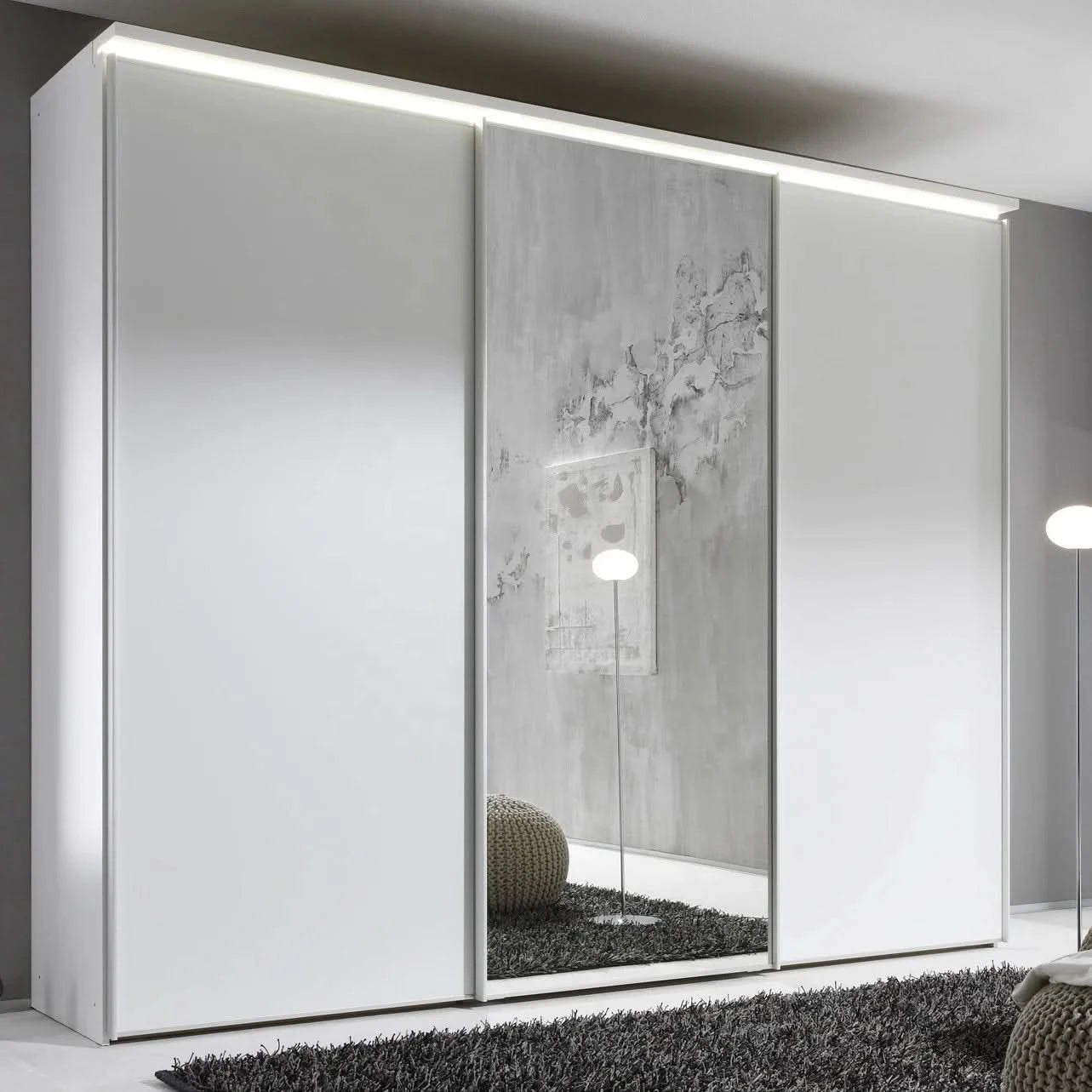 Modern Design Modular Mirrored Sliding Door Wardrobe Custom Closet