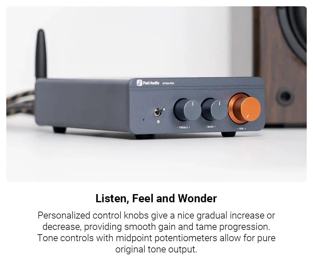Fosi Audio BT20A Pro TPA3255 Bluetooth Sound-Endstufe 300W x2 Mini HiFi Stereo Class D Verstärker Bass Höhen für Heimkino