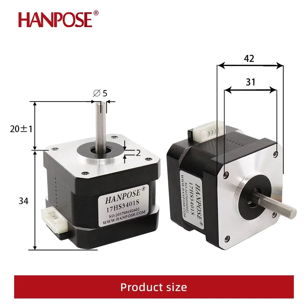 HANPOSE Nema17 Schrittmotor, Drehmoment 78 oz-in (52 N-cm), Strom 1,8 A. Modelle 17HS8401 17HS 2408 17HS3401S 17HS4401S 17HS6401S