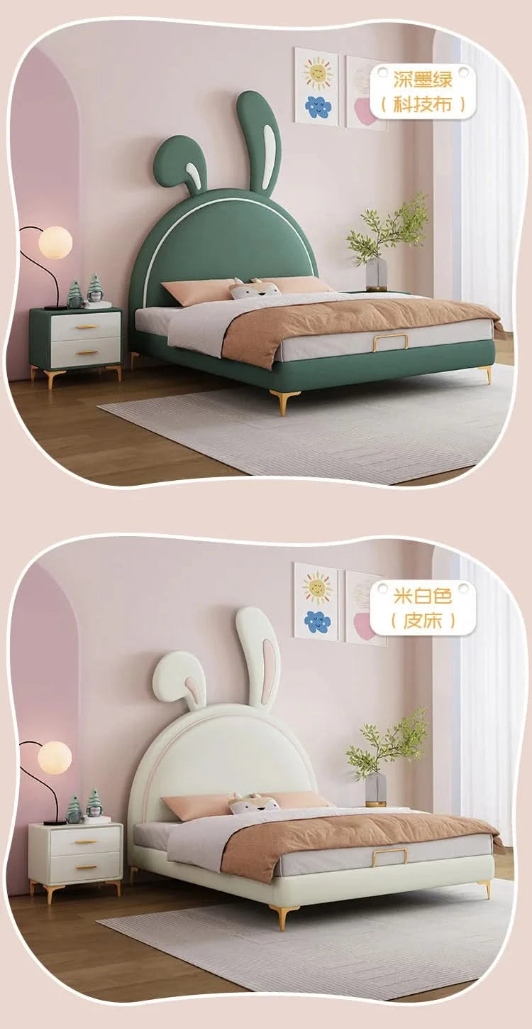 Children Room Bed Good Quality Rabbit Beds for Children Fabric Bed Simple Modern Soft Pack Bed Single Bed Bed for Girls
