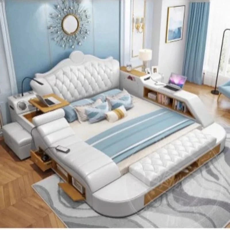 Headboard Storage Double Bed Queen Drawers King Size Smart Bed Luxury Princess Modern Letto Matrimoniale Bedroom Furniture