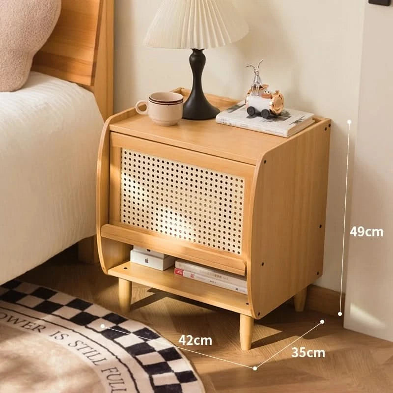 Minimally modern bamboo bedroom bedside table, living room small cabinet, small storage cabinet, household storage cabinet