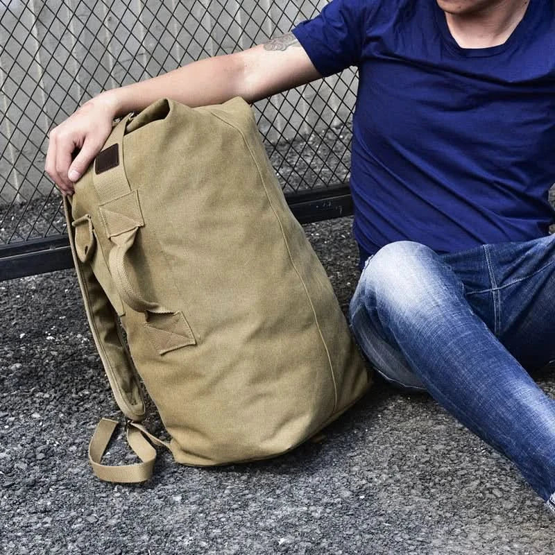 Outdoor-Reisetasche Rucksack Mode Große Kapazität Rucksack Herren Leichter Rucksack Herren Gepäck Canvas Eimer Schultertaschen für Männer