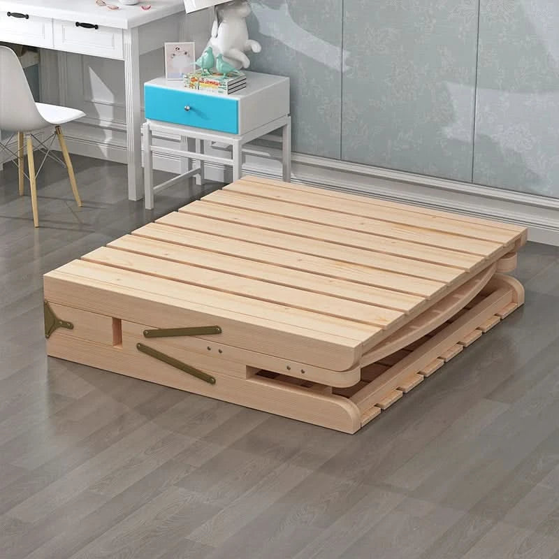 Folded bed, single bed rental room, solid wood bed, hard board bed, small bed, does not take up much space, bed