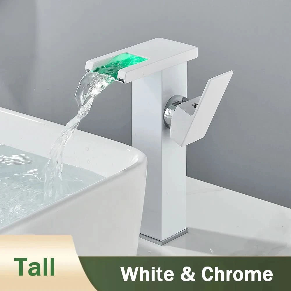 Rozin LED-Badwaschtischarmatur schwarz Wasserfall-Waschtischarmaturen Hydroelektrische LED-Waschtischarmatur Warm- und Kaltwasser-Mischbatterie