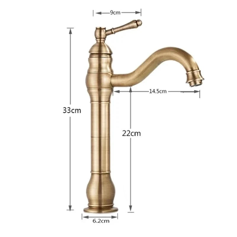 Bathroom Basin Sink Faucet Mixer Tap Single Handle Single Hole Brass Hot/Cold Water Palace Style Deck Mount Retro Faucet