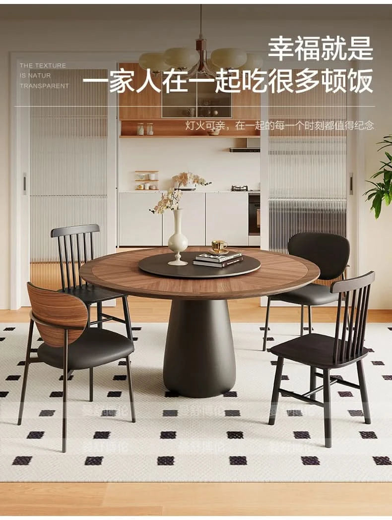 6 People Turntable Dining Table Vintage Legs Metal Design Round Coffee Table House Breakfast Juegos De Comedor Furnitures