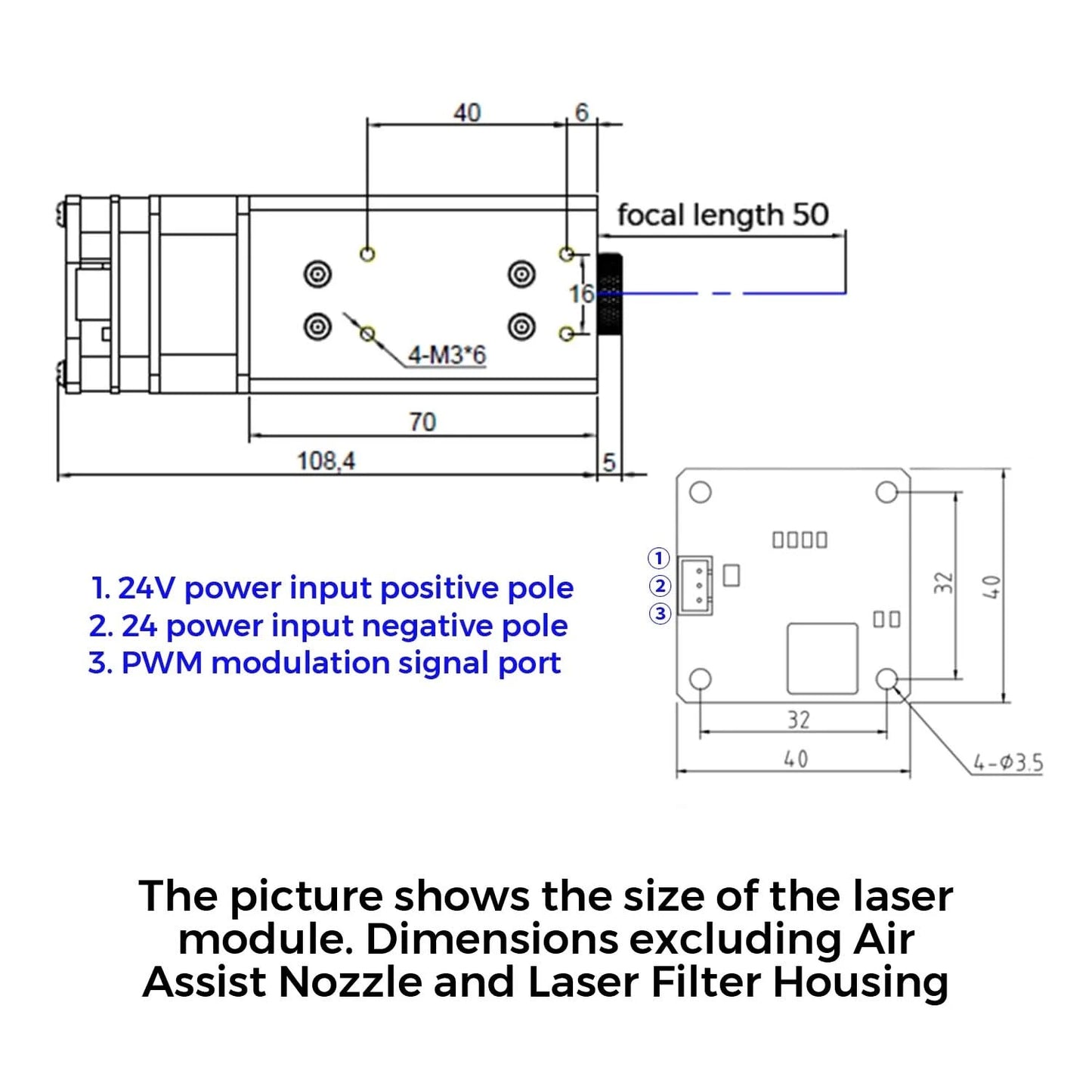 Twotrees 40W Laser Module 80W Laser Head 450nm Blue Laser for Laser Engraving and Laser Cutting Machine Engraver Wood Tools