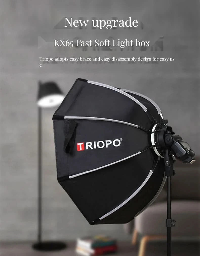 TRIOPO Softbox KX55CM KX 65CM 90CM Octagon Schirm-Leuchtbox für Godox AD200 V1 Speedlite Blitzlicht Fotostudio