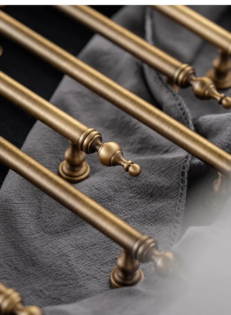 Tinyhob Solid Antique Bronze Pull Brass Cabinet Knobs T Bar Funiture Wardrobe Appliance Handle Long Pull Drawer Handle