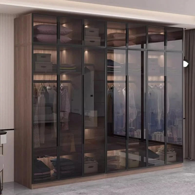 Glass light luxury corner cloakroom wardrobe Double clothes closet cabinets and wardrobes Cabinet dressing clothe home furniture