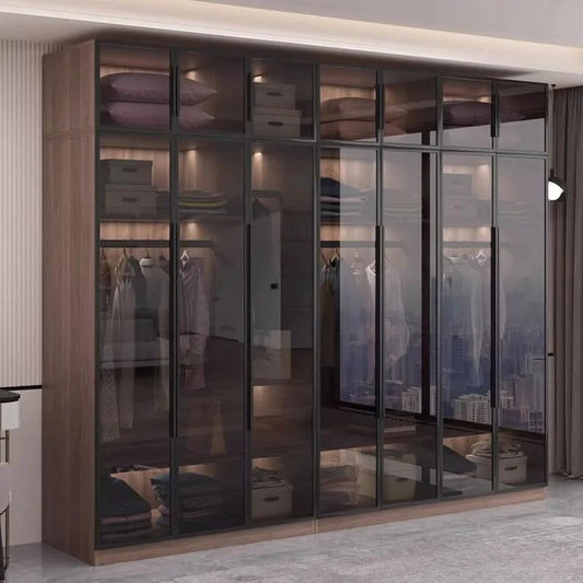 Glass light luxury corner cloakroom wardrobe Double clothes closet cabinets and wardrobes Cabinet dressing clothe home furniture