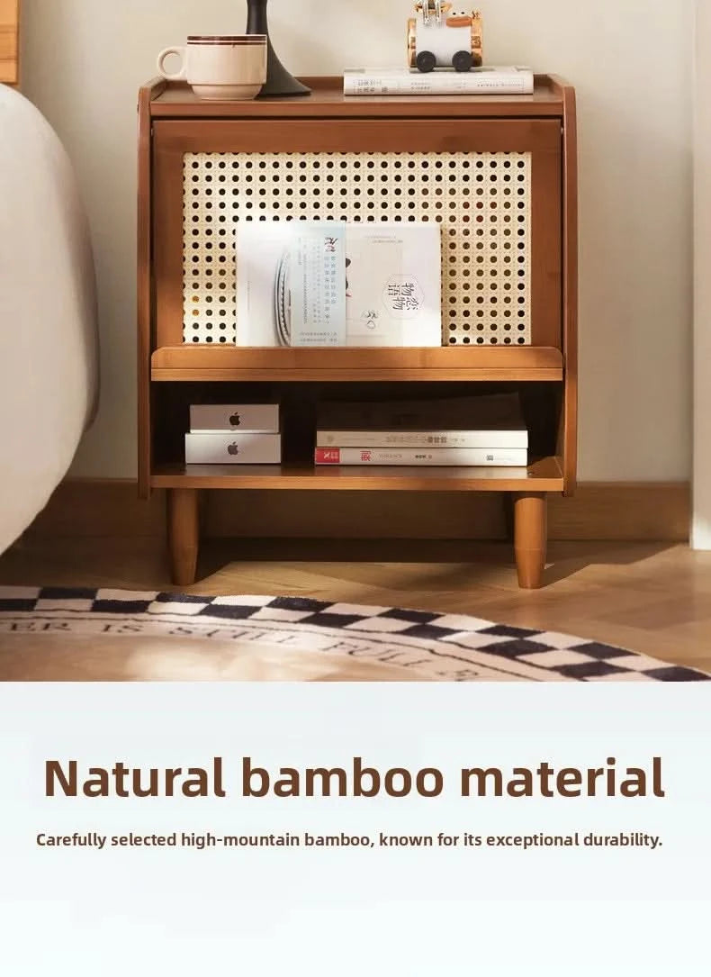 Minimally modern bamboo bedroom bedside table, living room small cabinet, small storage cabinet, household storage cabinet