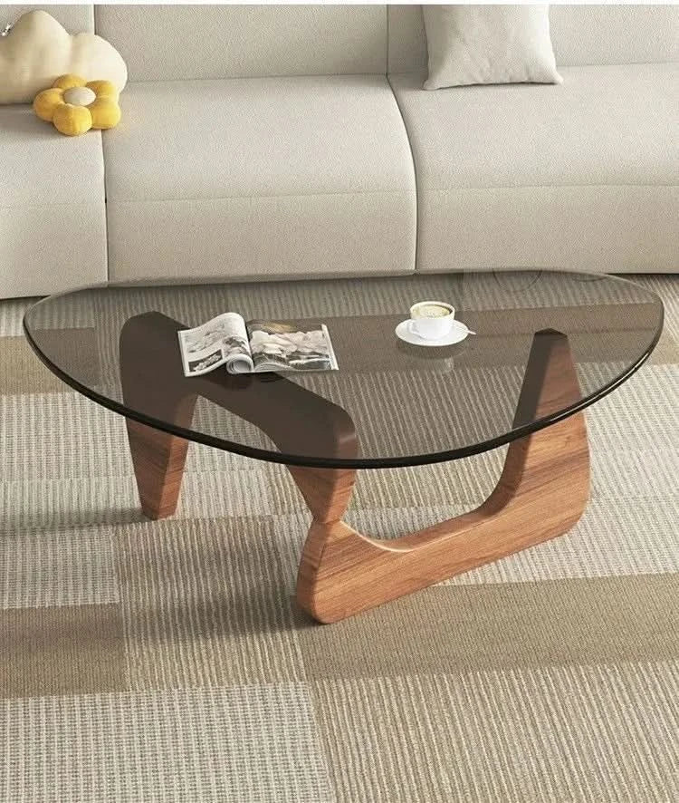 Modern simple creative round coffee table household small apartment living room tempered glass coffee table Internet celebrity