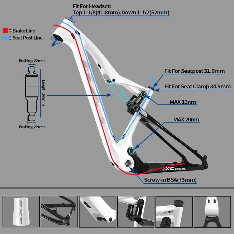 BXT NEW vollgefedert Boost 29er Rahmen XC Mountainbike Steckachsenrahmen UDH-Schaltauge