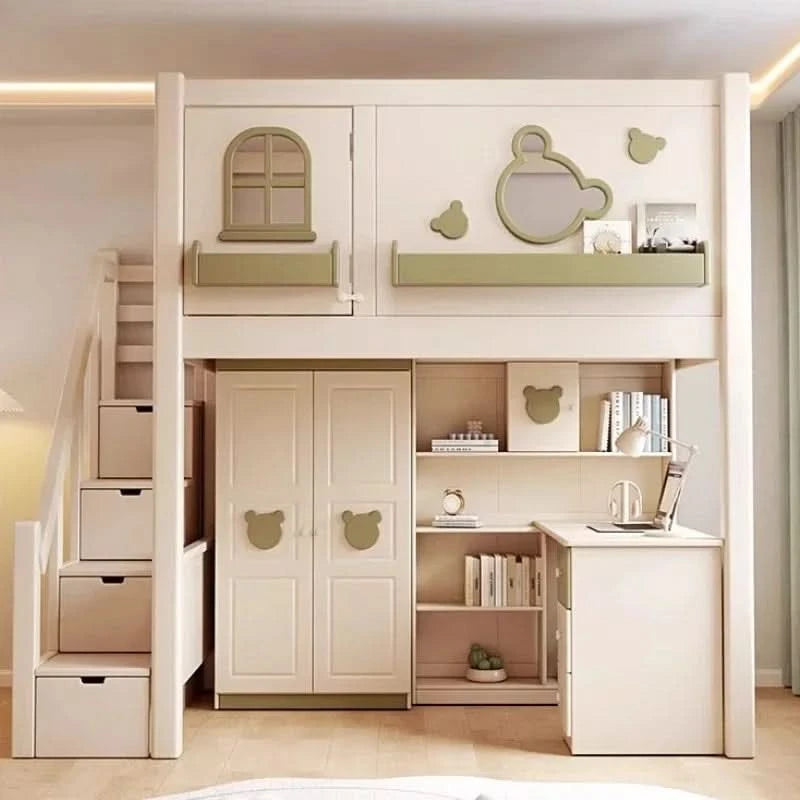 Solid wood upper and lower high and low bunk beds Double bed 2 people bunk beds for kids bed with mattress bedroom furniture
