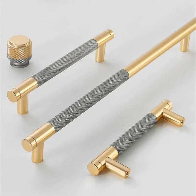 KK&FING Aluminium Knurled Handle Furniture Gold Cabinet Knobs Long Handles Kitchen Cupboard Drawer Knobs Dold Knobs And Pulls