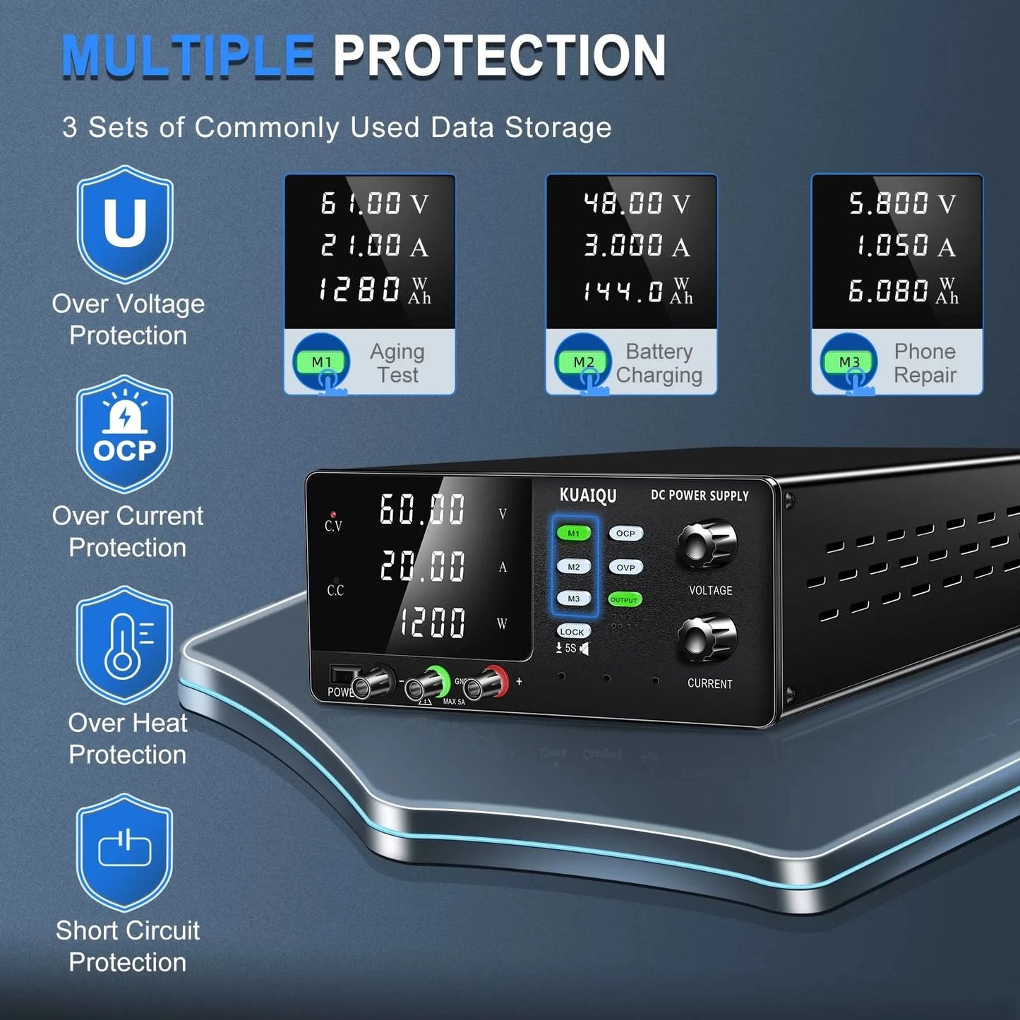 NICE-POWER 30V 10A Zweikanal-DC-Labornetzteil 60V 120V 240V Doppel-Tischnetzteil mit positiver und negativer Spannungsausgabe