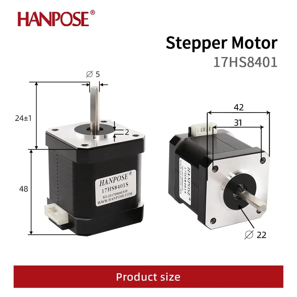 HANPOSE Nema17 Schrittmotor, Drehmoment 78 oz-in (52 N-cm), Strom 1,8 A. Modelle 17HS8401 17HS 2408 17HS3401S 17HS4401S 17HS6401S