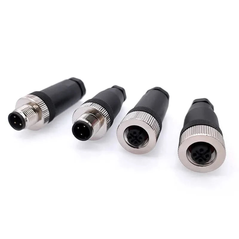 M12 sensor connector 4pin 5pin M12-8 waterproof male&female plug screw threaded coupling A Code sensor connectors