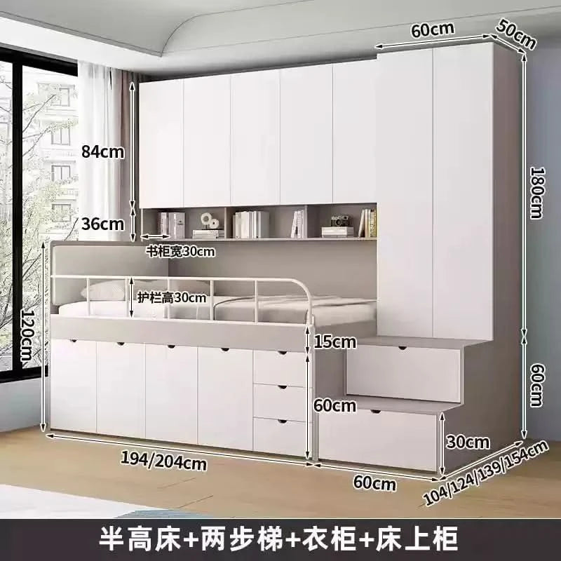 Customizable small apartment children's half-height bed bedroom storage tatami bed