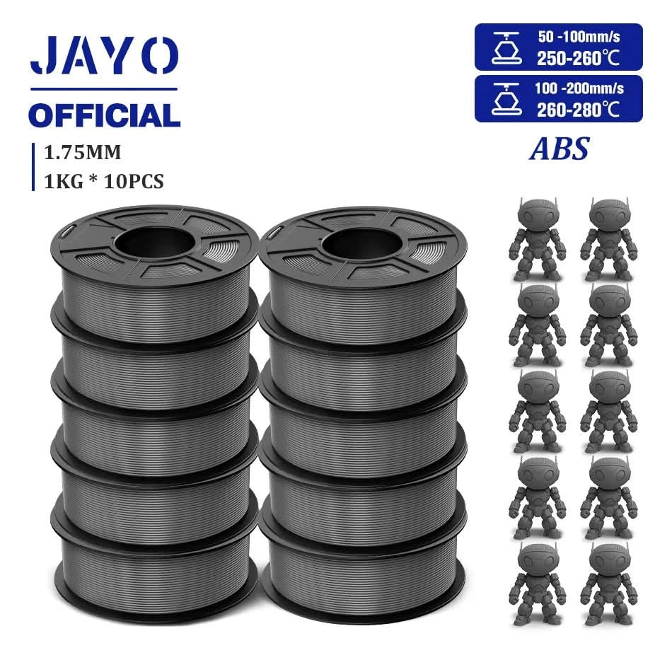 JAYO ABS Filament 1.75mm 3D Printer Filament 10Rolls For FDM 3D Printers 3D Pen Filament Refills 1KG/Roll 3D Printing Materials