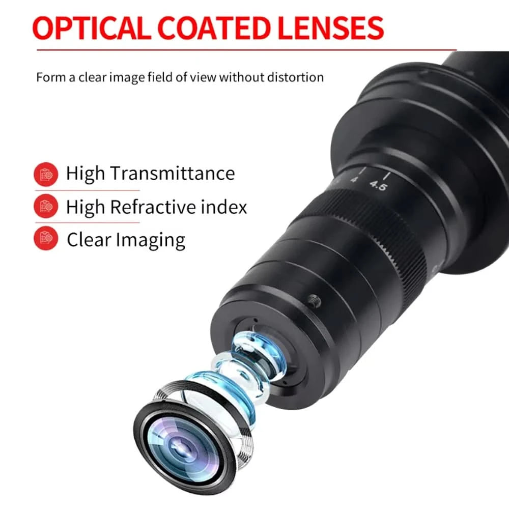 13MP Video Microscope HDMI VGA Industrial Microscope Camera 1-130X/150X/215X C mount Lens For Soldering Repair Image Collection