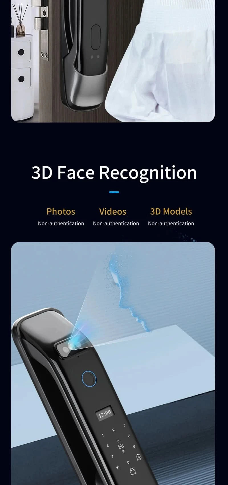 Biometric Infrared 3C Face Real-time intercom Palmar vein Smart Door Lock Fingerprint Password Electronic Key Card APP Unlock