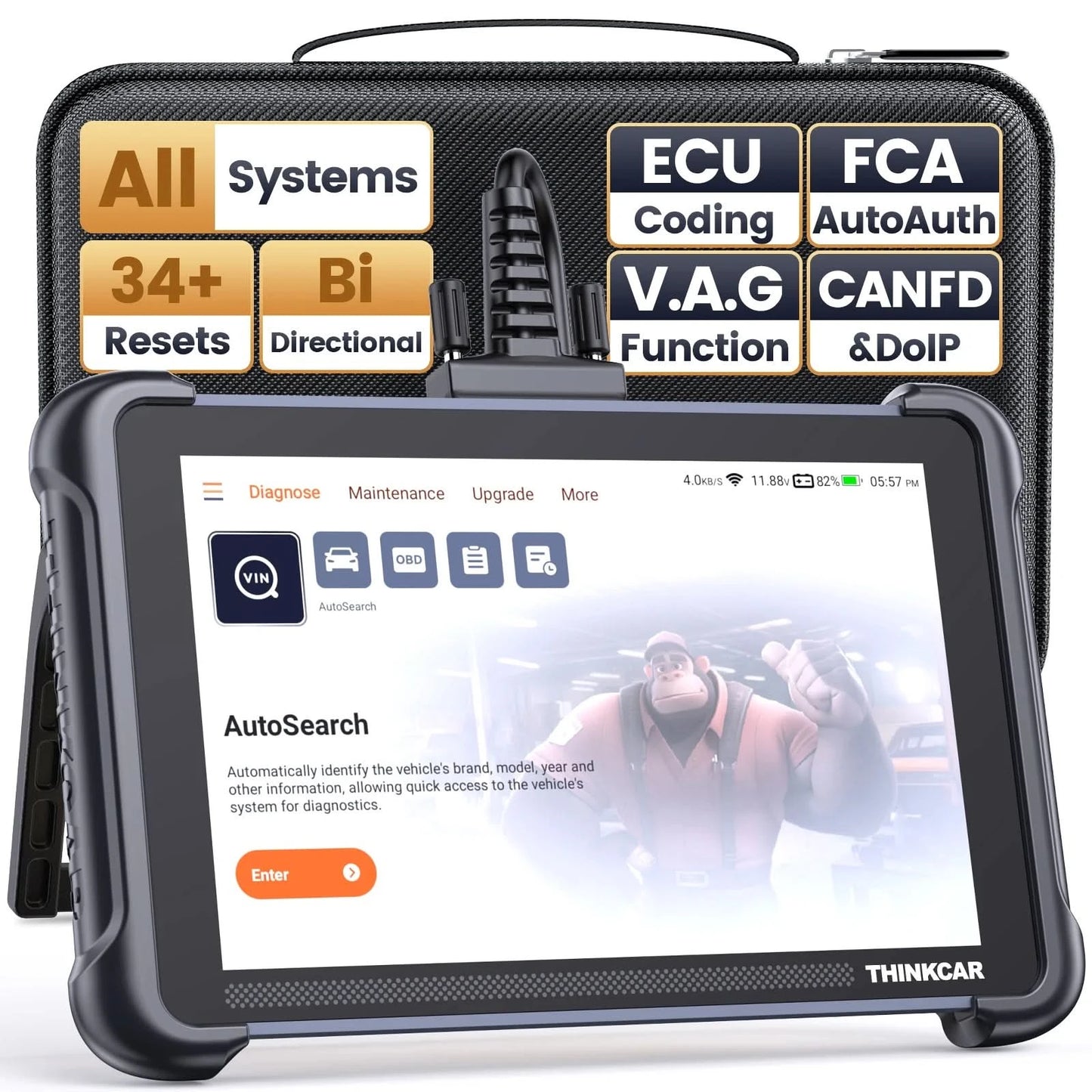 THINKCAR THINKSCAN 689 Professional Car Diagnostic Tools CANFD DOIP Bi-directional ECU Coding 34 Reset Full System Obd2 Scanner