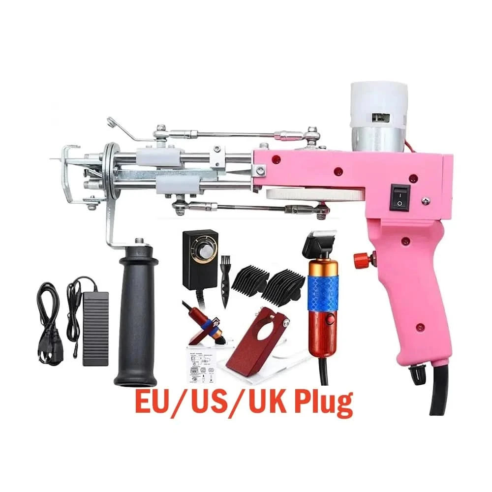 2-in-1-Tufting-Gun-Set, elektrische Tufting-Pistole, 7–21 mm Tufting-Pistole, mit Wollgarn und Tufting-Gewebe, Trimmer für Anfänger