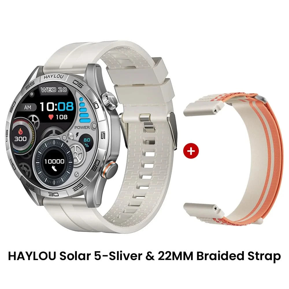 HAYLOU Solar 5 Smartwatch mit Sprachanrufen 1.58'' AMOLED Display 60Hz Smart Watch 24H Gesundheitsüberwachung Sport-Smartwatch für Herren