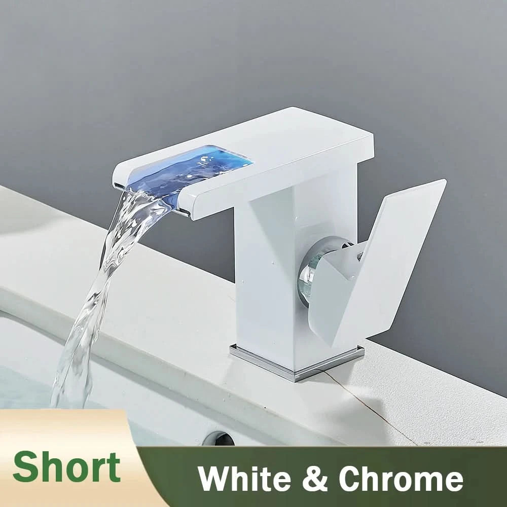 Rozin LED-Badwaschtischarmatur schwarz Wasserfall-Waschtischarmaturen Hydroelektrische LED-Waschtischarmatur Warm- und Kaltwasser-Mischbatterie
