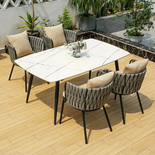 Home Furniture 120cm Rock Plate Dining Table Leisure Rectangular Table Kitchen Dining Table Light Luxury Apartment Table