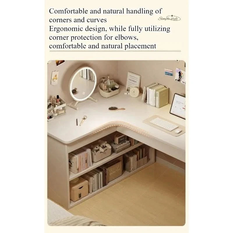 Computer desk Desktop Home bedroom Bookshelf Integrated student learning to write Corner Multifunctional office desk