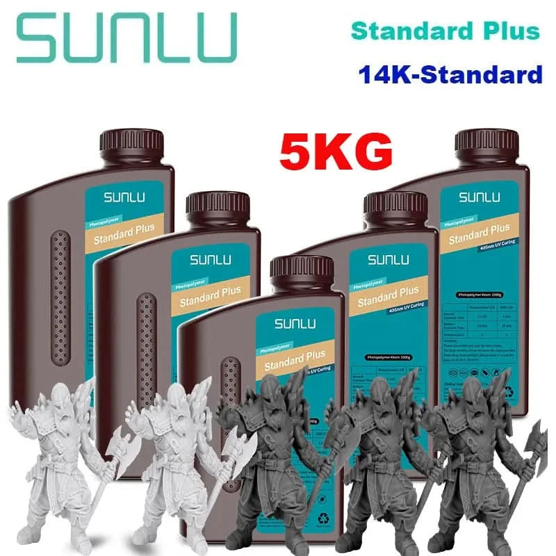 SUNLU 5KG Standard Plus/14K Standard Harz 1KG/Flasche 405nm schnellhärtendes UV-Photopolymerharz für LCD 3D-Druckermaterial