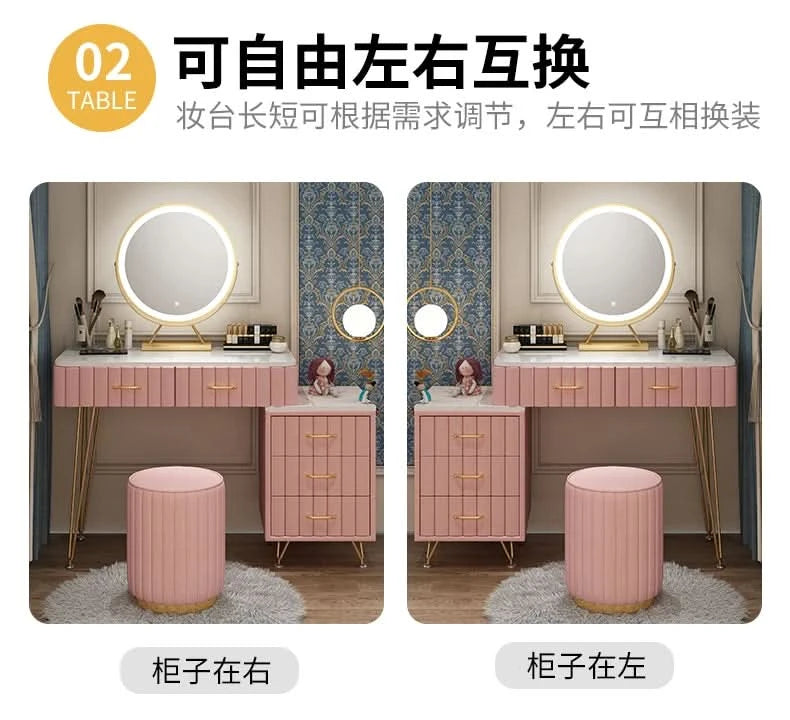 Modern Drawers Dressing Table Makeup Mirror Service Girl Pink Computer Vanity Table Living Room Vestidores Postmodern Furniture