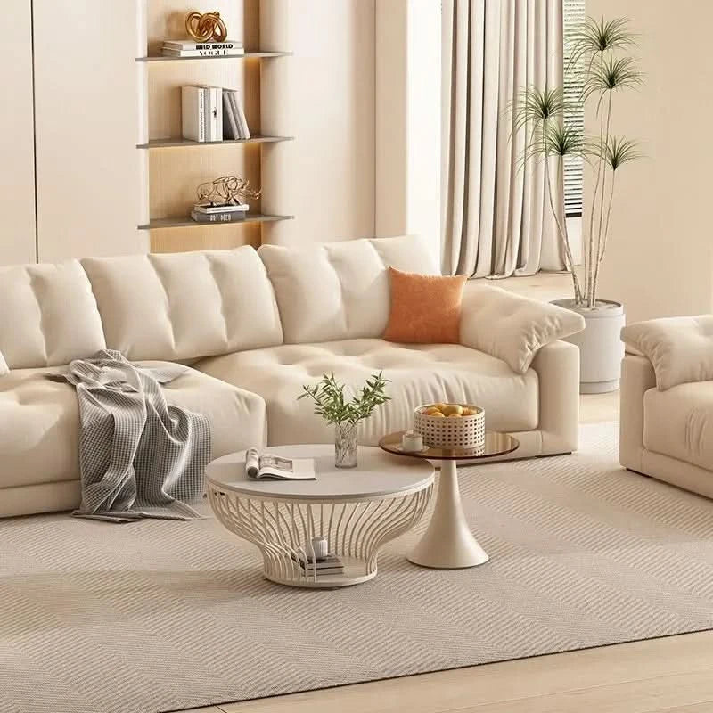 French Glass Top Coffee Table Round Glamour Modern Aesthetic Coffee Table Beauty Nordic Mesa De Centro Living Room Furniture