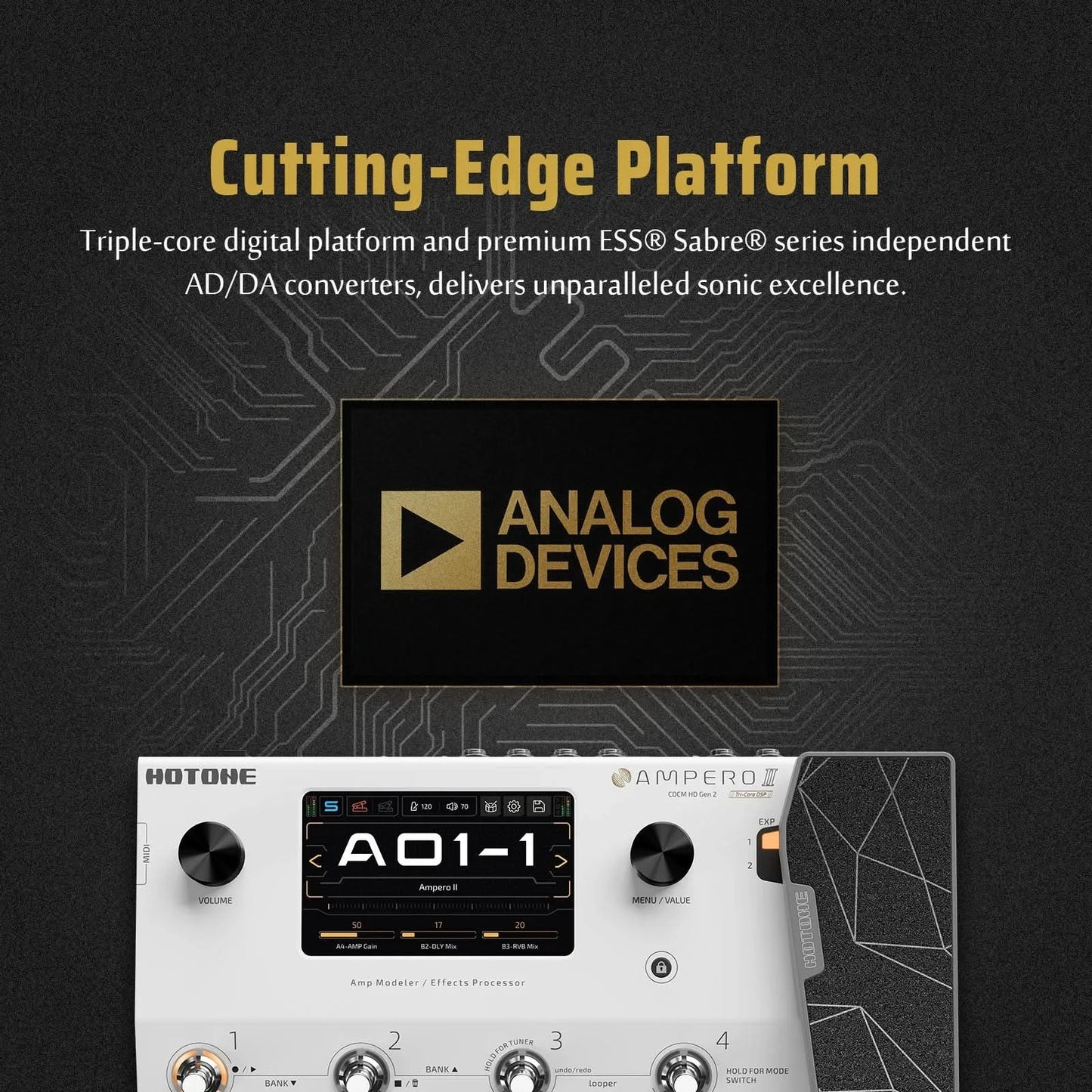HOTONE New Ampero II MP-350 Touch Screen Guitar Bass Amp Modeling Multi-Effects Pedal Dual Effect Chains with Expression Pedal