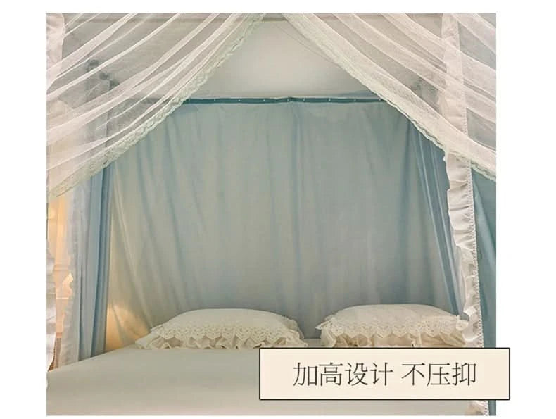 Four Season Bed Curtain Canopy for Girl Room Palace Mosquito Net with Frame Romantic Shading Three-door Bedcover Decor
