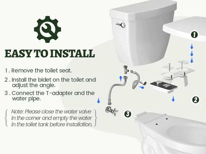 Samodra Toiletten-Bidet-Dusche, ultradünner Bidet-Toilettensitzaufsatz, nicht-elektrischer Bidet-Sprayer, Dual-Düsen, vordere und hintere Reinigung